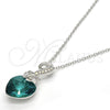 Collares con Dije 04.239.0044.8.18 Rodio Laminado, Diseño de Corazón, con Swarovski Elements Blue Zircon y Aurore Boreale, Pulido, Rodinado (Grosor 01 MM, 18 Pulgadas de Largo)