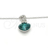 Collares con Dije 04.239.0044.8.18 Rodio Laminado, Diseño de Corazón, con Swarovski Elements Blue Zircon y Aurore Boreale, Pulido, Rodinado (Grosor 01 MM, 18 Pulgadas de Largo)