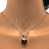 Collares con Dije 04.239.0044.9.18 Rodio Laminado, Diseño de Corazón, con Swarovski Elements Siam y Aurore Boreale, Pulido, Rodinado (Grosor 01 MM, 18 Pulgadas de Largo)