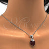 Collares con Dije 04.239.0044.9.18 Rodio Laminado, Diseño de Corazón, con Swarovski Elements Siam y Aurore Boreale, Pulido, Rodinado (Grosor 01 MM, 18 Pulgadas de Largo)