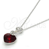 Collares con Dije 04.239.0044.9.18 Rodio Laminado, Diseño de Corazón, con Swarovski Elements Siam y Aurore Boreale, Pulido, Rodinado (Grosor 01 MM, 18 Pulgadas de Largo)