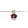 Collares con Dije 04.239.0044.9.18 Rodio Laminado, Diseño de Corazón, con Swarovski Elements Siam y Aurore Boreale, Pulido, Rodinado (Grosor 01 MM, 18 Pulgadas de Largo)
