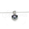 Collares con Dije 04.239.0044.10.18 Rodio Laminado, Diseño de Corazón, con Swarovski Elements Paradise Shine y Aurore Boreale, Pulido, Rodinado (Grosor 01 MM, 18 Pulgadas de Largo)
