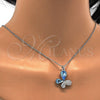 Collares con Dije 04.239.0043.8.18 Rodio Laminado, Diseño de Mariposa, con Swarovski Elements Aquamarine y Aurore Boreale, Pulido, Rodinado (Grosor 01 MM, 18 Pulgadas de Largo)