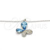 Collares con Dije 04.239.0043.8.18 Rodio Laminado, Diseño de Mariposa, con Swarovski Elements Aquamarine y Aurore Boreale, Pulido, Rodinado (Grosor 01 MM, 18 Pulgadas de Largo)