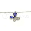 Collares con Dije 04.239.0043.9.18 Rodio Laminado, Diseño de Mariposa, con Swarovski Elements Tanzanite y Aurore Boreale, Pulido, Rodinado (Grosor 01 MM, 18 Pulgadas de Largo)