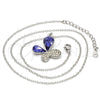 Collares con Dije 04.239.0043.9.18 Rodio Laminado, Diseño de Mariposa, con Swarovski Elements Tanzanite y Aurore Boreale, Pulido, Rodinado (Grosor 01 MM, 18 Pulgadas de Largo)