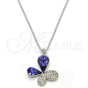 Collares con Dije 04.239.0043.9.18 Rodio Laminado, Diseño de Mariposa, con Swarovski Elements Tanzanite y Aurore Boreale, Pulido, Rodinado (Grosor 01 MM, 18 Pulgadas de Largo)