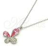 Collares con Dije 04.239.0043.10.18 Rodio Laminado, Diseño de Mariposa, con Swarovski Elements Light Rose y Aurore Boreale, Pulido, Rodinado (Grosor 01 MM, 18 Pulgadas de Largo)
