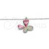 Collares con Dije 04.239.0043.10.18 Rodio Laminado, Diseño de Mariposa, con Swarovski Elements Light Rose y Aurore Boreale, Pulido, Rodinado (Grosor 01 MM, 18 Pulgadas de Largo)