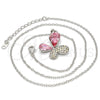 Collares con Dije 04.239.0043.10.18 Rodio Laminado, Diseño de Mariposa, con Swarovski Elements Light Rose y Aurore Boreale, Pulido, Rodinado (Grosor 01 MM, 18 Pulgadas de Largo)