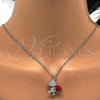 Collares con Dije 04.239.0041.8.18 Rodio Laminado, Diseño de Osito, con Swarovski Elements Siam y Aurore Boreale, Pulido, Rodinado (Grosor 01 MM, 18 Pulgadas de Largo)