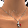 Collares con Dije 04.239.0041.8.18 Rodio Laminado, Diseño de Osito, con Swarovski Elements Siam y Aurore Boreale, Pulido, Rodinado (Grosor 01 MM, 18 Pulgadas de Largo)