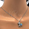 Collares con Dije 04.239.0041.9.18 Rodio Laminado, Diseño de Osito, con Swarovski Elements Aquamarine y Aurore Boreale, Pulido, Rodinado (Grosor 01 MM, 18 Pulgadas de Largo)