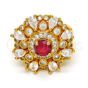 Anillo Multi Piedra 01.284.0006.08 Oro Laminado, con Blanca and Rubi Zirconia Cubica, Pulido, Tono Dorado (Size 8)