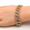 Pulsera Elegante 03.284.0005.09 Oro Laminado, con Blanca Zirconia Cubica, Pulido, Tono Dorado (14 MM Thickness, 9 Inches Length)
