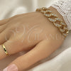 Pulsera Elegante 03.284.0005.09 Oro Laminado, con Blanca Zirconia Cubica, Pulido, Tono Dorado (14 MM Thickness, 9 Inches Length)