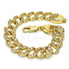 Pulsera Elegante 03.284.0005.09 Oro Laminado, con Blanca Zirconia Cubica, Pulido, Tono Dorado (14 MM Thickness, 9 Inches Length)
