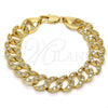 Pulsera Elegante 03.284.0005.09 Oro Laminado, con Blanca Zirconia Cubica, Pulido, Tono Dorado (14 MM Thickness, 9 Inches Length)
