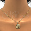 Collares con Dije 04.199.0021.20 Oro Laminado, Diseño de Corazón, con Blanca Micro Pave, Pulido, Tono Dorado (02 MM Thickness, 20 Inches Length)