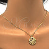 Collares con Dije 04.199.0021.20 Oro Laminado, Diseño de Corazón, con Blanca Micro Pave, Pulido, Tono Dorado (02 MM Thickness, 20 Inches Length)