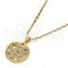 Collares con Dije 04.199.0021.20 Oro Laminado, Diseño de Corazón, con Blanca Micro Pave, Pulido, Tono Dorado (02 MM Thickness, 20 Inches Length)