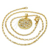 Collares con Dije 04.199.0021.20 Oro Laminado, Diseño de Corazón, con Blanca Micro Pave, Pulido, Tono Dorado (02 MM Thickness, 20 Inches Length)
