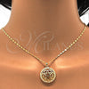 Collares con Dije 04.195.0003.20 Oro Laminado, Diseño de Flor, con Blanca Micro Pave, Pulido, Tono Dorado (02 MM Thickness, 20 Inches Length)