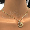 Collares con Dije 04.195.0003.20 Oro Laminado, Diseño de Flor, con Blanca Micro Pave, Pulido, Tono Dorado (02 MM Thickness, 20 Inches Length)