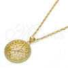 Collares con Dije 04.195.0003.20 Oro Laminado, Diseño de Flor, con Blanca Micro Pave, Pulido, Tono Dorado (02 MM Thickness, 20 Inches Length)