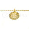 Collares con Dije 04.195.0003.20 Oro Laminado, Diseño de Flor, con Blanca Micro Pave, Pulido, Tono Dorado (02 MM Thickness, 20 Inches Length)
