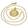 Collares con Dije 04.195.0003.20 Oro Laminado, Diseño de Flor, con Blanca Micro Pave, Pulido, Tono Dorado (02 MM Thickness, 20 Inches Length)