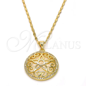 Collares con Dije 04.195.0003.20 Oro Laminado, Diseño de Flor, con Blanca Micro Pave, Pulido, Tono Dorado (02 MM Thickness, 20 Inches Length)