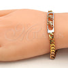 Pulsera con Placa 03.102.0028.08 Oro Laminado, Diseño de Elefante, Pulido, Tres Tonos (05 MM Thickness, 8 Inches Length)