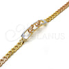 Pulsera con Placa 03.102.0028.08 Oro Laminado, Diseño de Elefante, Pulido, Tres Tonos (05 MM Thickness, 8 Inches Length)
