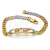 Pulsera con Placa 03.102.0028.08 Oro Laminado, Diseño de Elefante, Pulido, Tres Tonos (05 MM Thickness, 8 Inches Length)