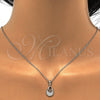 Juego de Arete y Dije de Adulto 10.174.0231 Plata Rodinada, Diseño de Gota, con Micro Pave Blanca, Pulido, Rodinado