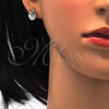 Juego de Arete y Dije de Adulto 10.174.0231 Plata Rodinada, Diseño de Gota, con Micro Pave Blanca, Pulido, Rodinado