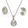 Juego de Arete y Dije de Adulto 10.174.0231 Plata Rodinada, Diseño de Gota, con Micro Pave Blanca, Pulido, Rodinado