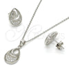 Juego de Arete y Dije de Adulto 10.174.0231 Plata Rodinada, Diseño de Gota, con Micro Pave Blanca, Pulido, Rodinado
