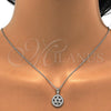 Juego de Arete y Dije de Adulto 10.174.0239 Plata Rodinada, Diseño de Flor, con Micro Pave Blanca y Zirconia Cubica Blanca, Pulido, Rodinado