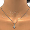 Juego de Arete y Dije de Adulto 10.174.0240 Plata Rodinada, con Micro Pave Blanca, Pulido, Rodinado