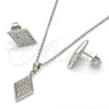 Juego de Arete y Dije de Adulto 10.174.0240 Plata Rodinada, con Micro Pave Blanca, Pulido, Rodinado
