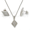 Juego de Arete y Dije de Adulto 10.174.0240 Plata Rodinada, con Micro Pave Blanca, Pulido, Rodinado