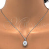 Juego de Arete y Dije de Adulto 10.174.0241 Plata Rodinada, con Zirconia Cubica Blanca y Micro Pave Blanca, Pulido, Rodinado