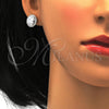 Juego de Arete y Dije de Adulto 10.174.0241 Plata Rodinada, con Zirconia Cubica Blanca y Micro Pave Blanca, Pulido, Rodinado