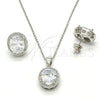Juego de Arete y Dije de Adulto 10.174.0241 Plata Rodinada, con Zirconia Cubica Blanca y Micro Pave Blanca, Pulido, Rodinado