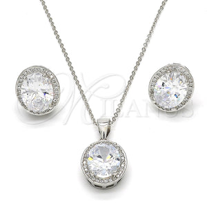 Juego de Arete y Dije de Adulto 10.174.0241 Plata Rodinada, con Zirconia Cubica Blanca y Micro Pave Blanca, Pulido, Rodinado