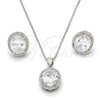 Juego de Arete y Dije de Adulto 10.174.0241 Plata Rodinada, con Zirconia Cubica Blanca y Micro Pave Blanca, Pulido, Rodinado