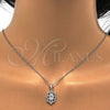 Juego de Arete y Dije de Adulto 10.174.0249 Plata Rodinada, con Micro Pave Blanca y Zirconia Cubica Blanca, Pulido, Rodinado